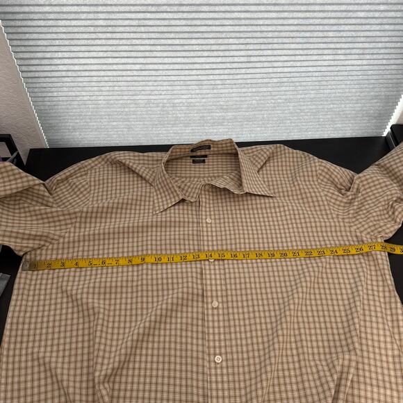 Arrow Beige Plaid Button Front Collared Classic Fit Shirt Men's Size 2X - Picture 8 of 9